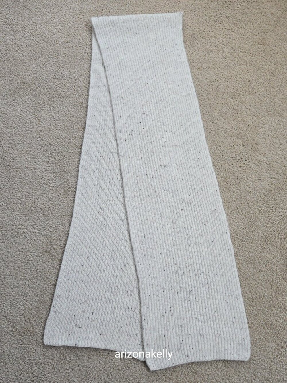 Garnet Hill Cashmere Ribbed Scarf Speckled Oatmeal *FLAW* - Picture 6 of 12